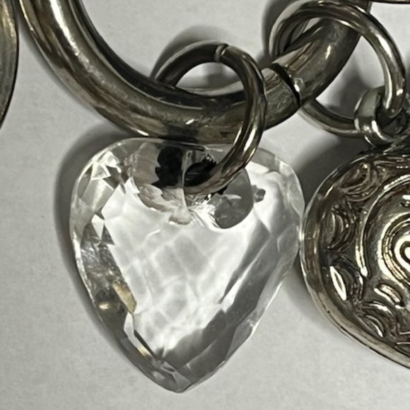 VTG Collectable Puffed Heart Key Ring Chain Charms Claw Clasp - Signed Kathy 6" - Picture 4 of 13